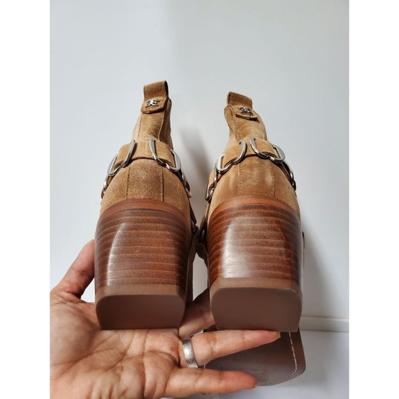 SAM EDELMAN Bellamie Suede Ankle Boots - Honey Camel - Women’s Size 8M NEW - Picture 8 of 10